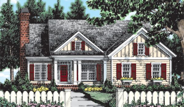 Abbotts Pond House Plan Front Elevation Rendering